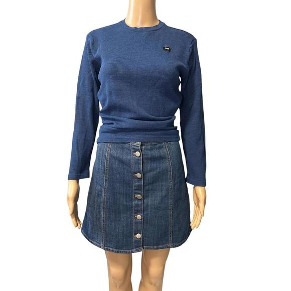 CAT Blue Long Sleeve Ribbed Top - Picture 1 of 6